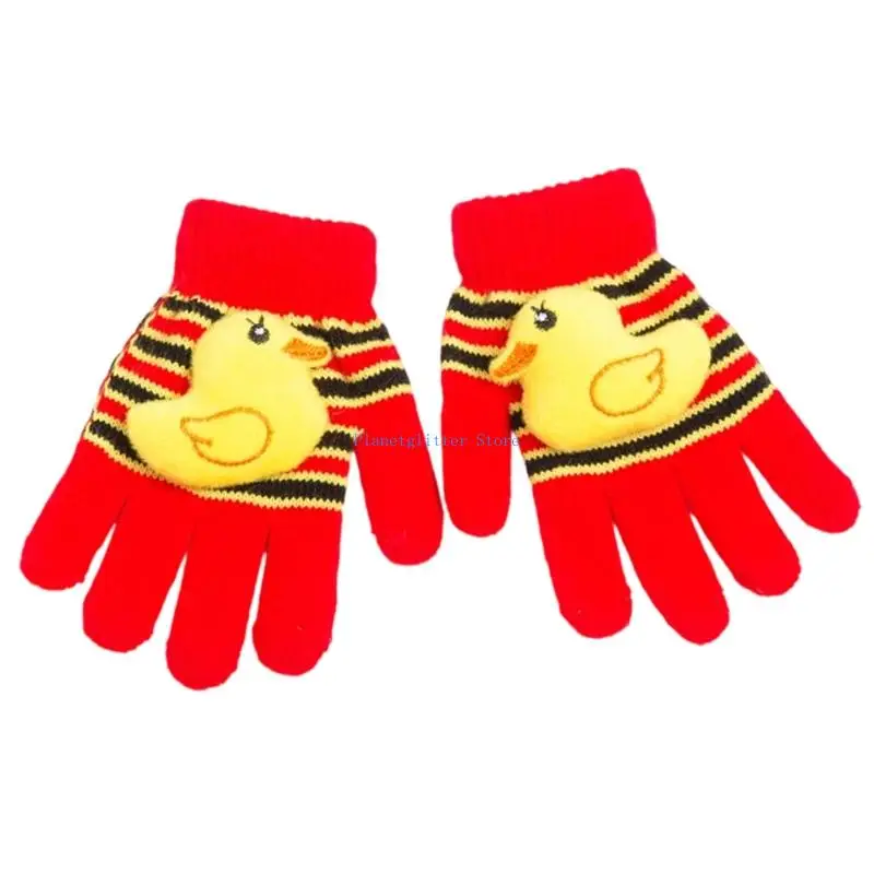 652B 1 Pair Cosy Textured Children's Winter Accessory Gloves Full Finger Mobility For Play Activity Chilly Days