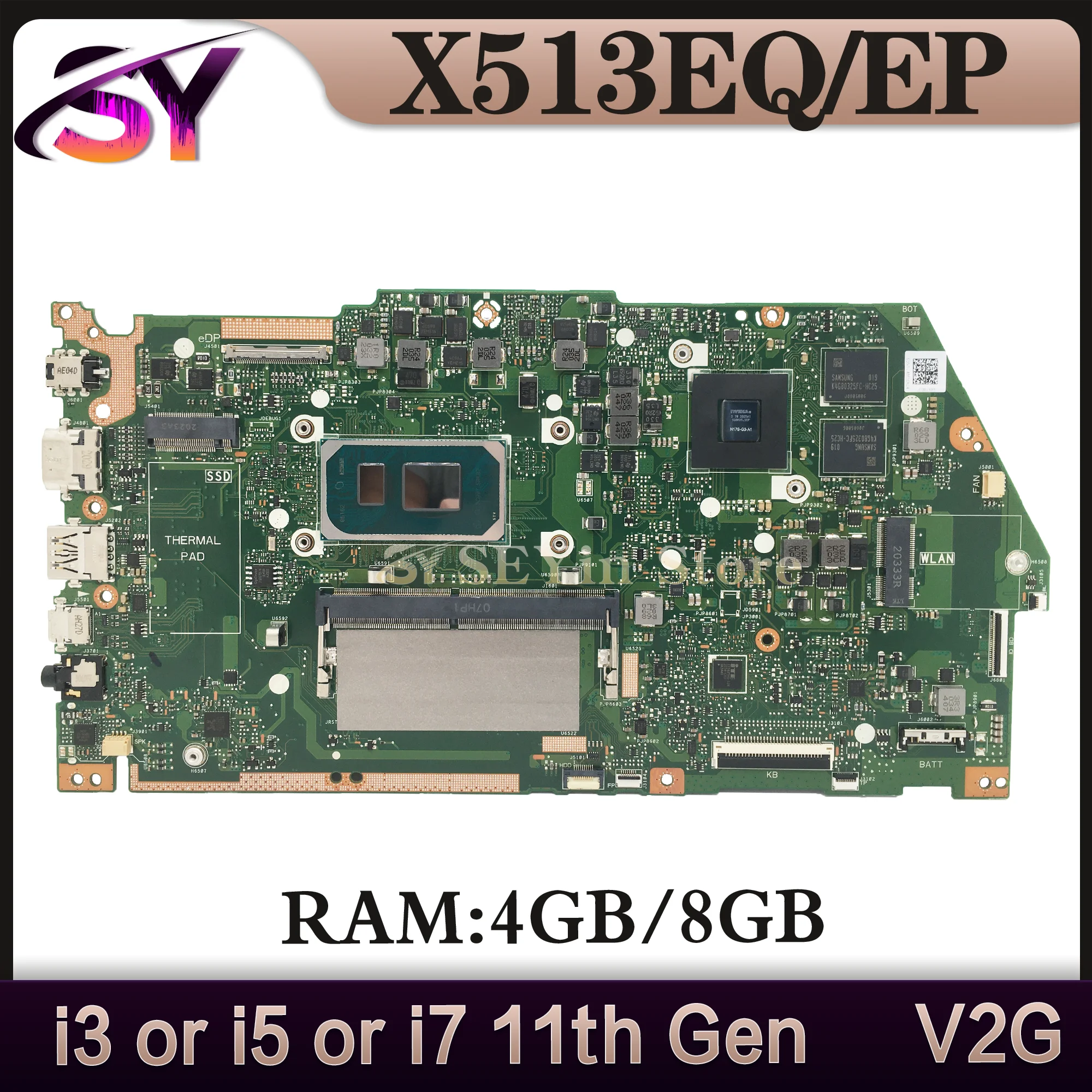 

Mainboard For ASUS X513EA X513EP R513E K513E F513E A513E X513EQ V5050E Laptop Motherboard I3 I5 I7 11th Gen 4GB/8GB-RAM