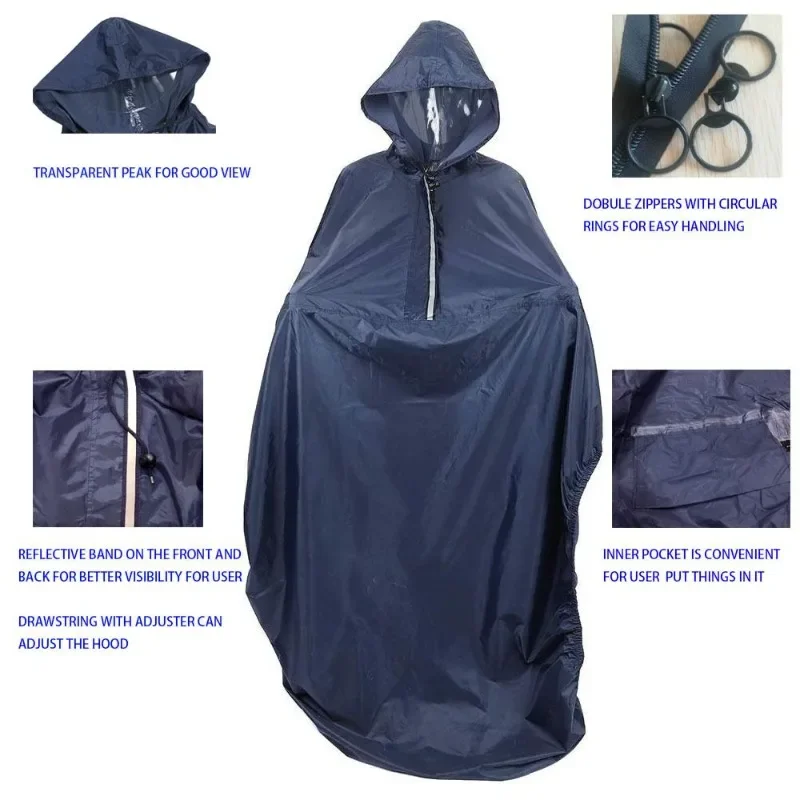Disabled Elderly Electric Wheelchair Special Cloak Raincoat With Reflective Strip Windproof Rainproof Wheelchair Cover No brim