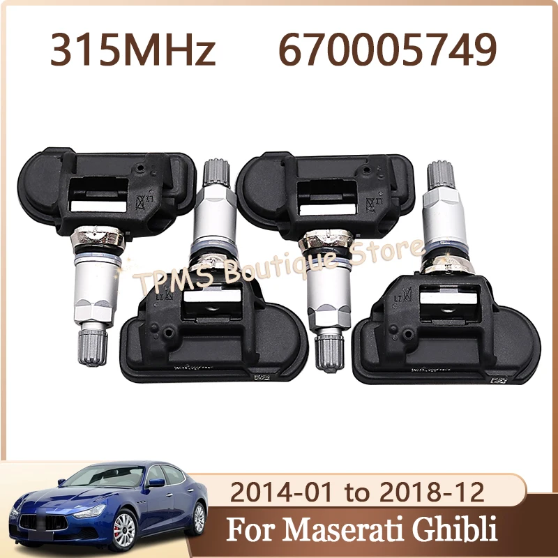 

4pcs 315MHz 670005749 Car Tire Sensors System For Maserati Ghibli Levante Quattroporte Tire Pressure Monitoring System