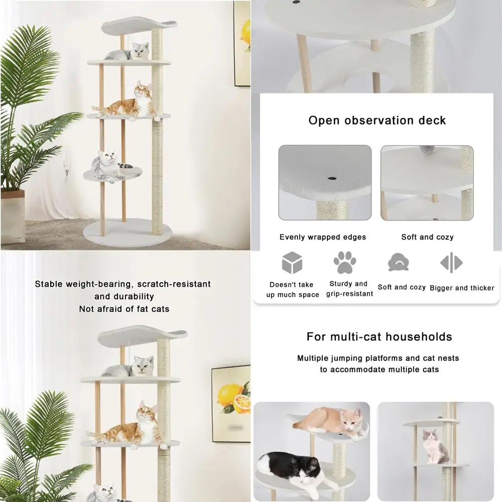 

Деревянное многосегменное кошачье дерево с терасией для наблюдения — высота 49 для кошек, когтеточек и игр