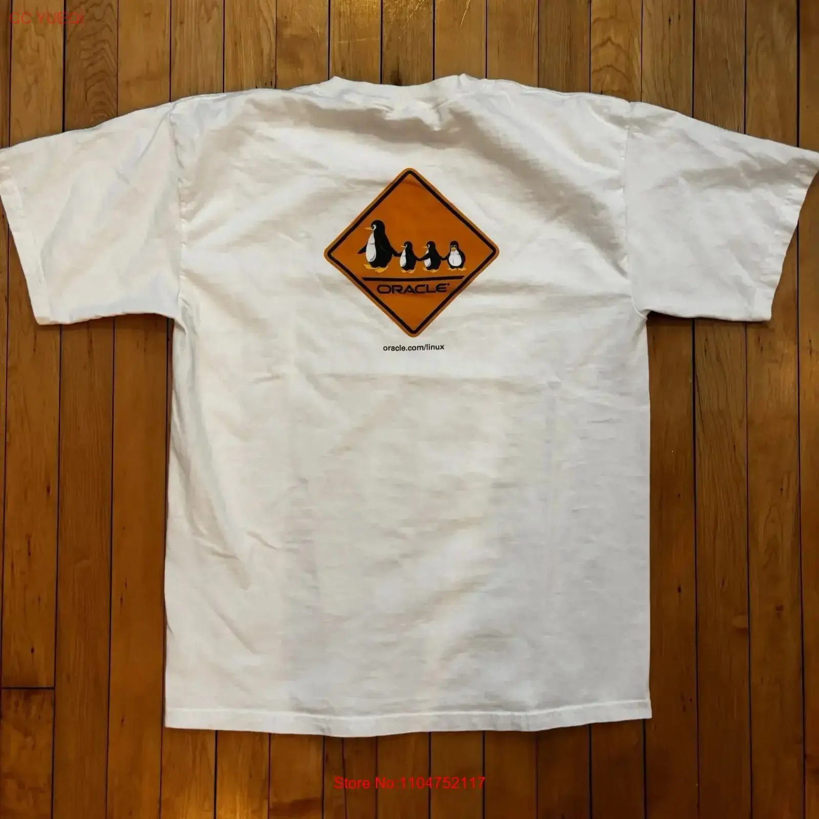Vintage 90s Linux Penguin Software Oracle T Shirt Size Large Internet Video Game vintage Washed fashion graphic