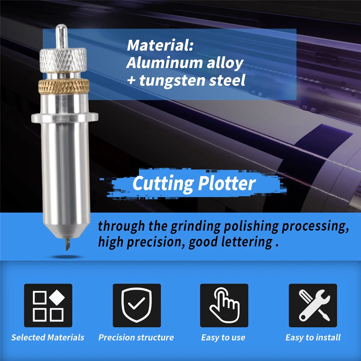 Vinyl Cutter Carbide 15 PCS 30/45/60 Degree Vinyl Cutter Carbide Blades with Blade Holder Blade Housing for Silhouette Cameo 3 V view 2