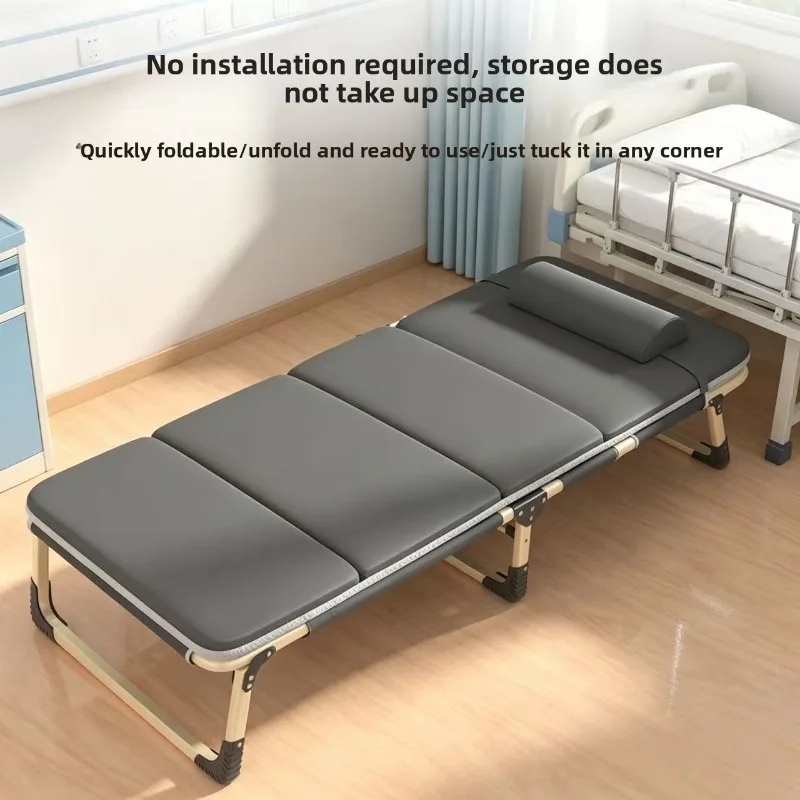Foldable Single Bed Portable Office Nap Bed Lounge Chair Hospital Care Bed Camping Bed Home Simple Folding Bed Companion Bed