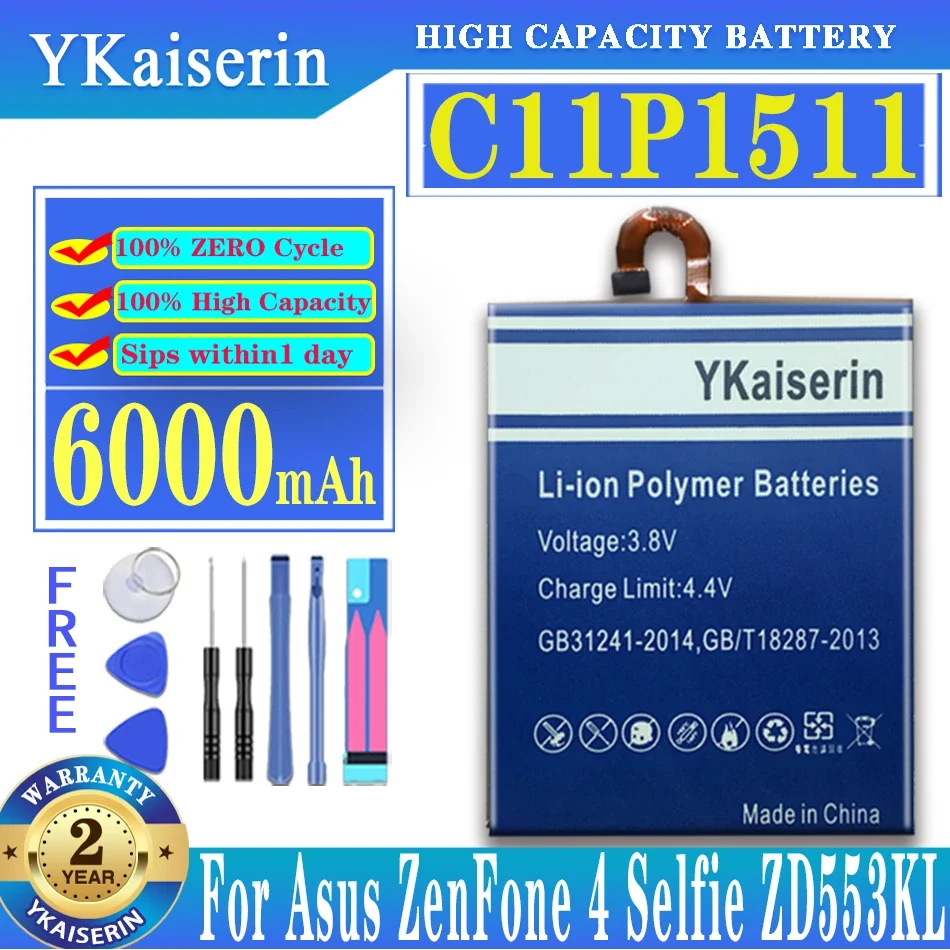 6000mAh C11P1511 Battery For Asus ZenFone 4 Selfie ZD553KL Phone In Stock Latest Production Battery Free Tool + Track NO