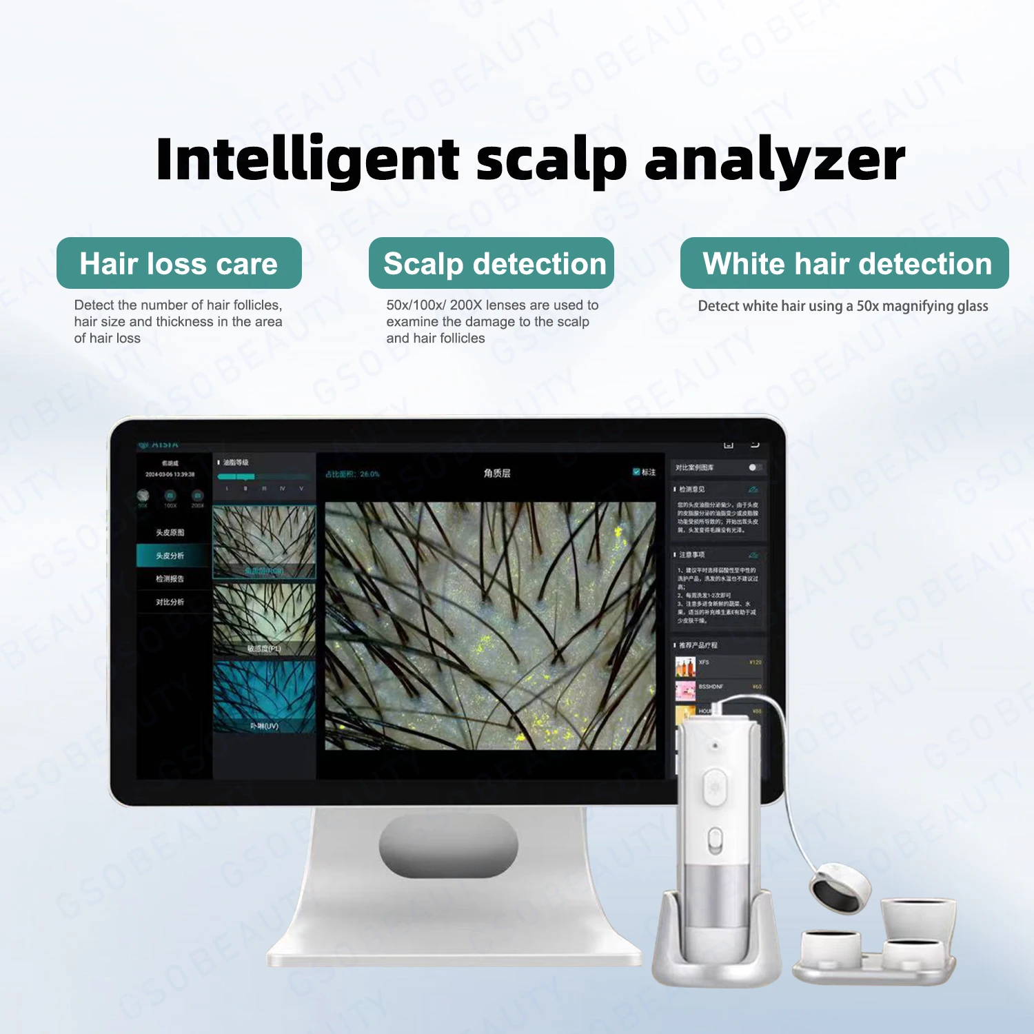Newest High Quality HD Hair Follicles Scalp Scanner Detector Hair Analyzer / Skin And Scalp Hair Analysis Machine