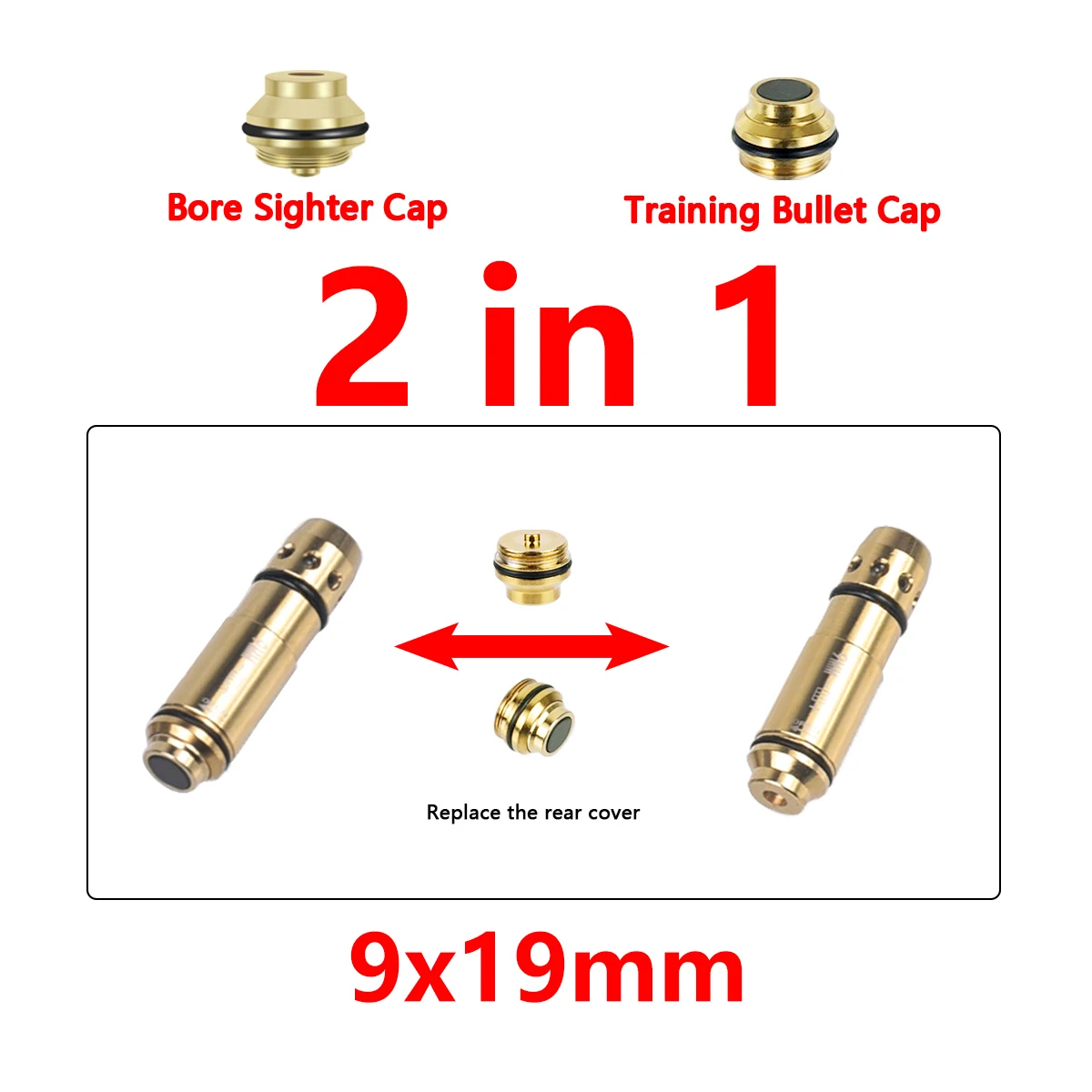 2 in 1  9x19mm Laser Training Bore Sight 9mm 7.62x39 380ACP 40S&W 223Rem Laser Training Bullet Dry Fire Laser Trainer Cartridge