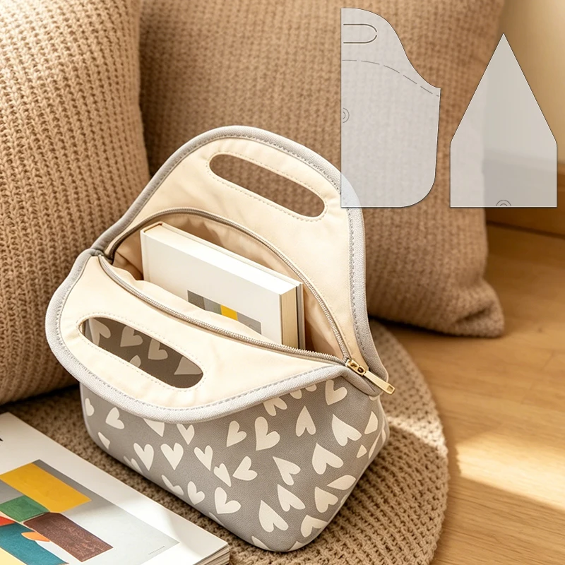 NUBECOM 2pcs Bento Bag Sewing Template, DIY Portable Household Handbag Quilting Template Made Of Durable Clear PET Material