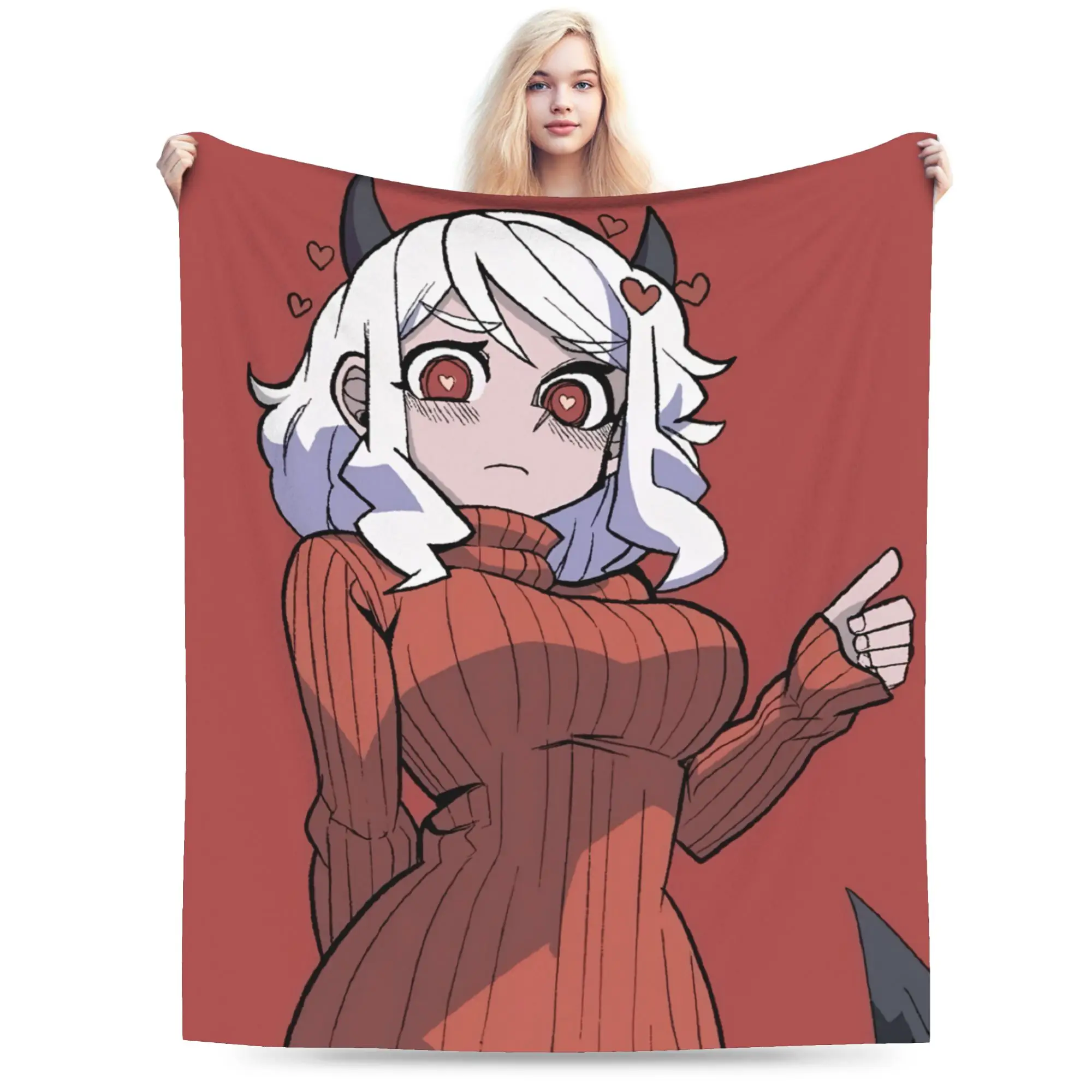 Contradiction Helltaker Lucifers Modeus Print Blanket For Men Women Warm Cozy Fluffy Throw Blankets for Bed Multiple Sizes