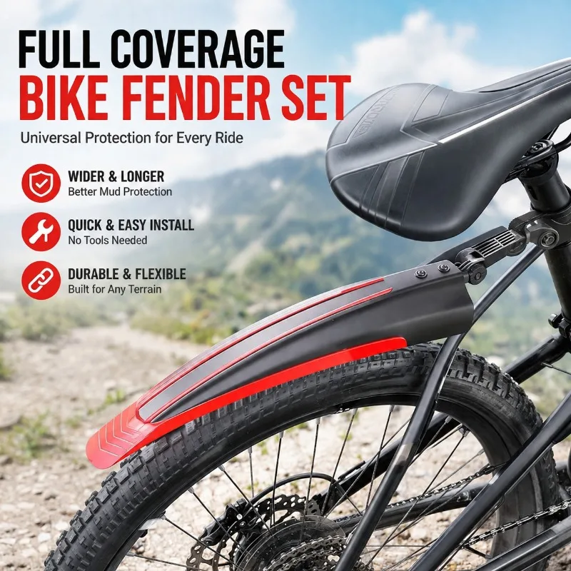 Universeller Vollschutz Fahrrad-Schutzblech Vorder- und Hinterrad Kompletter Mountainbike-Spritzschutz Langlebiges Regenschutz-Kit