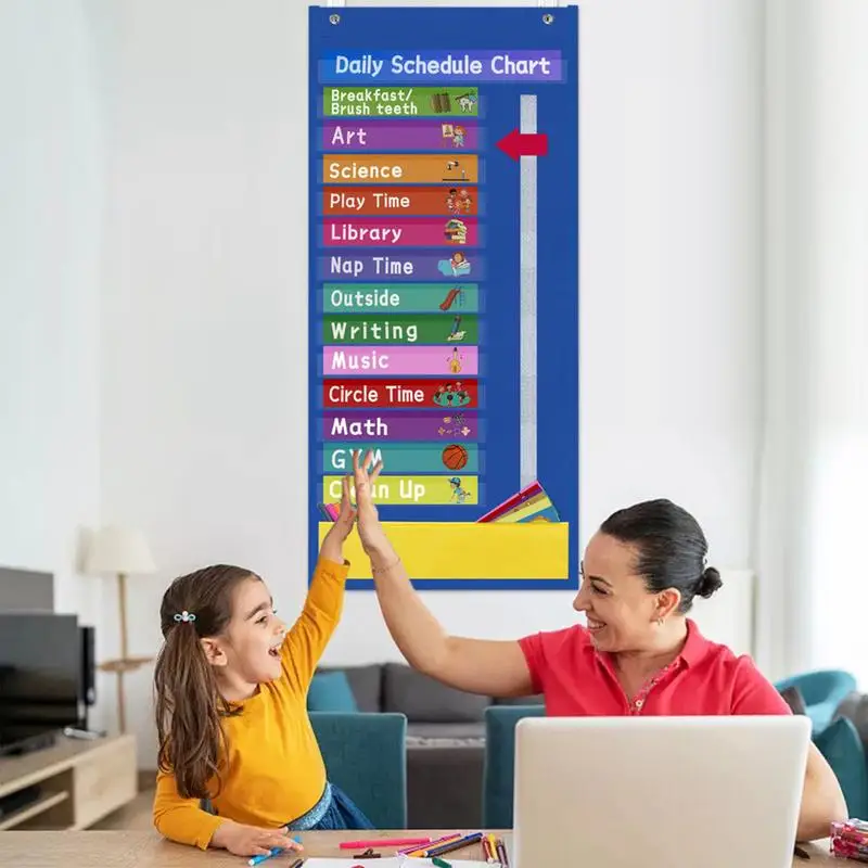 03/Schedule Chart irritation room Schedule avec 31 cartes, 131 pocommuniste, tableau de planification éducatif pour l'école, le bureau, la maison