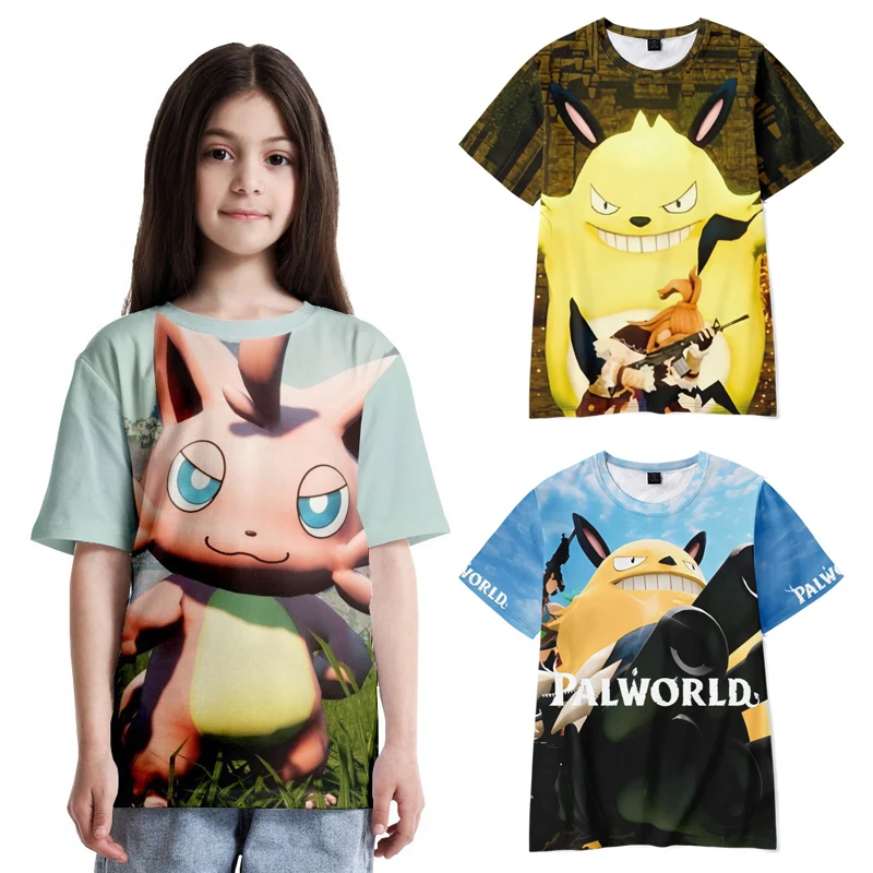 Palworld Men Women T-shirt Cartoon Anime 3D Printed Game Short Sleeve Tees Kids Boys Girls Summer Short Sleeve Top T Shirt Gift