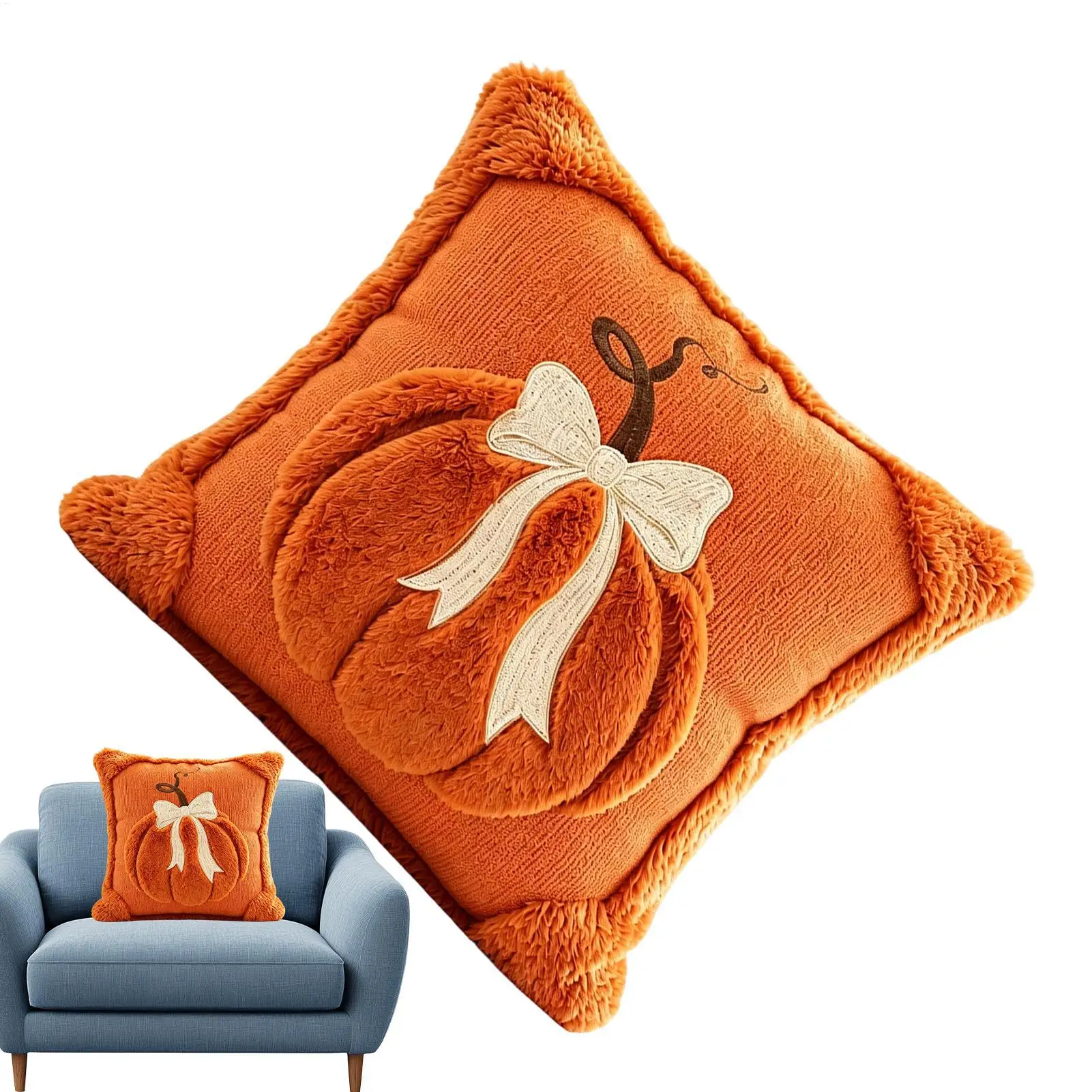 Embroidered Pillow Cushion Sleeve Pumpkin Pillow Covers Decorative Pillowcase Home Decor For Living Room Sofa Couch Bedroom