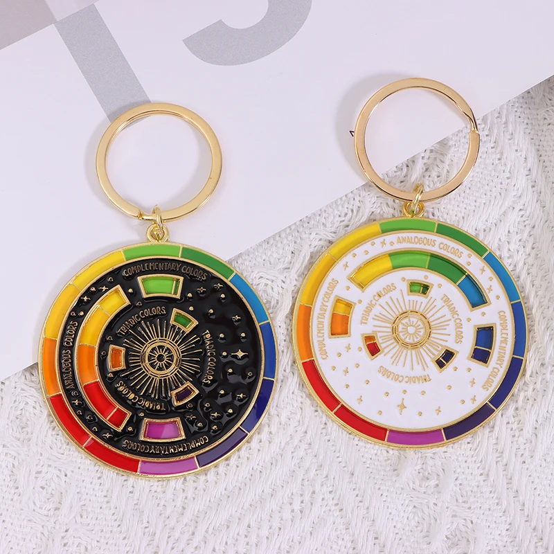 Color Wheel Keyring Interactive Turntable Alloy Keychain Creative Colorful Car Key Chain