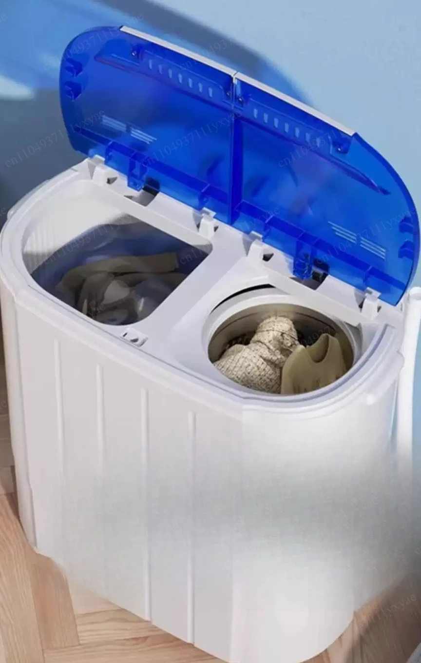 4 kg halbautomatische Doppeltrommel-Waschmaschine mit Trockner, Kunststoff-Waschmaschine, Mini-Haushaltswaschmaschine