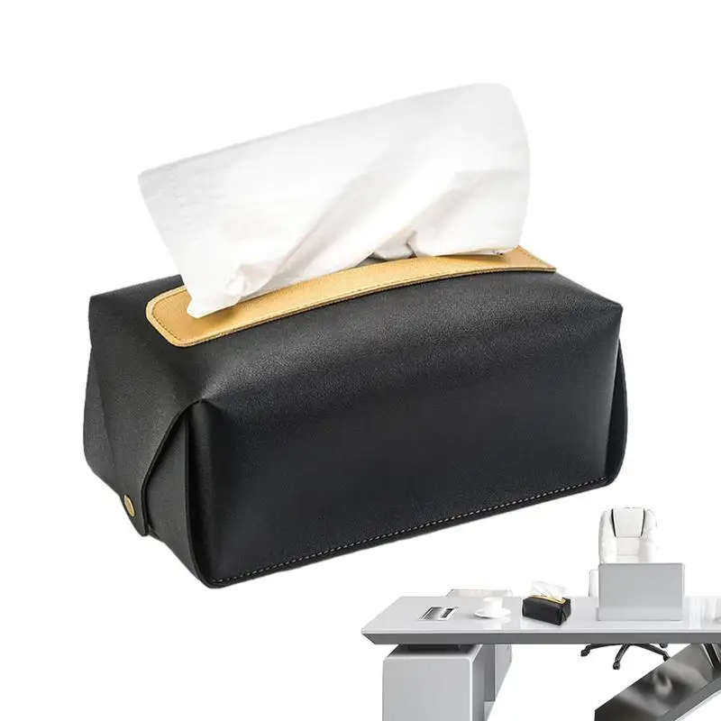 PU Leather Tissue Box Car Tissue Container Desktop Towel Box High-grade Light Luxury Car Tissue Napkin Holder Leather Tissue Box