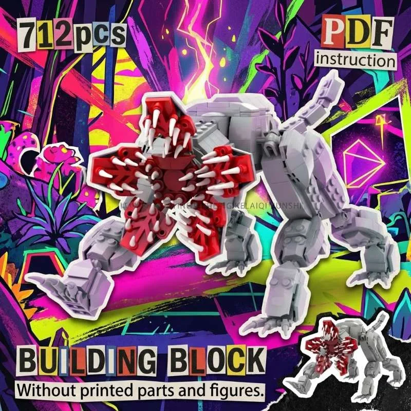 

Stranger MOC Articulated Flower-Faced Beast Sci-Fi Horror Creature Figure Block Model