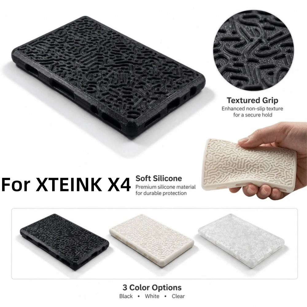 New Silicone EBook Reader Case Soft Shell Lightweight E-Reader Cover Flexible Decorative Cover for XTEINK X4 E-Reader Protection