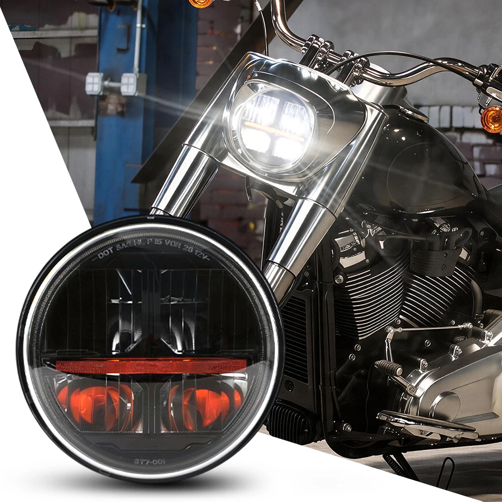 Universal 7 Inch Led Headlight for Yamaha Harley Road King Honda CB 400 500 1300 DRL Turn Signal h4 7