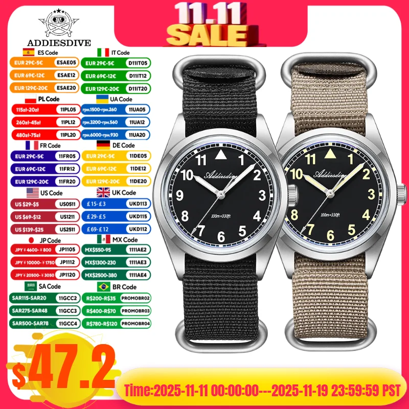 addiesdive-36mm-men-watch-10bar-waterproof-luminous-316l-stainless-steel-sandblasted-nylon-strap-vh31-movement-quartz-watches