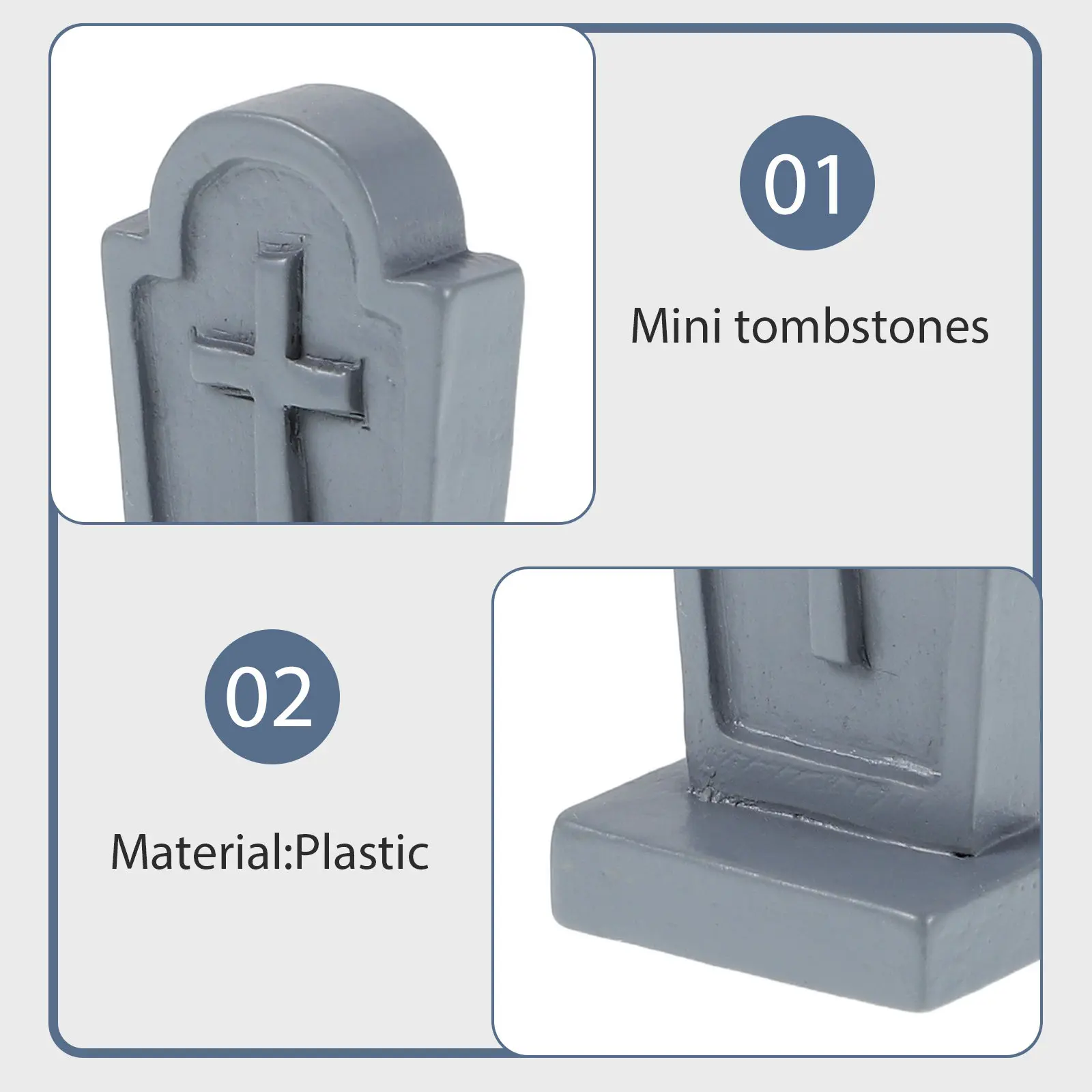 24Pcs Miniature Tombstones Plastic Grave Markers for Halloween Decor Terrarium Fairy Garden Bonsai Mini Cemetery Graveyard