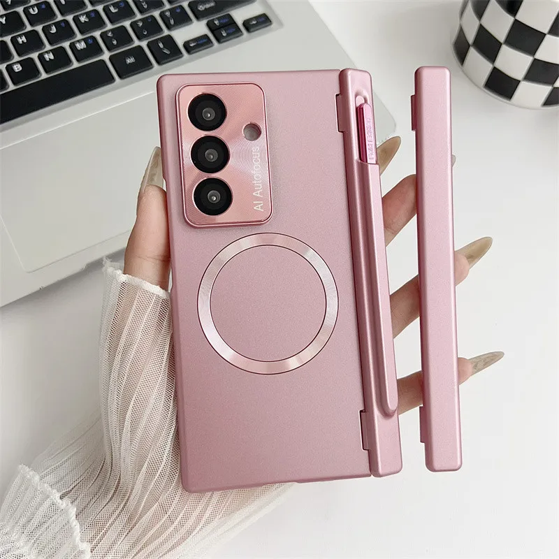

With Glass Film Pen For Samsung Galaxy Z Fold 7 6 5 4 3 Fold7 5G Case Magnetic Protective Cover Shockproof Armor Hinge