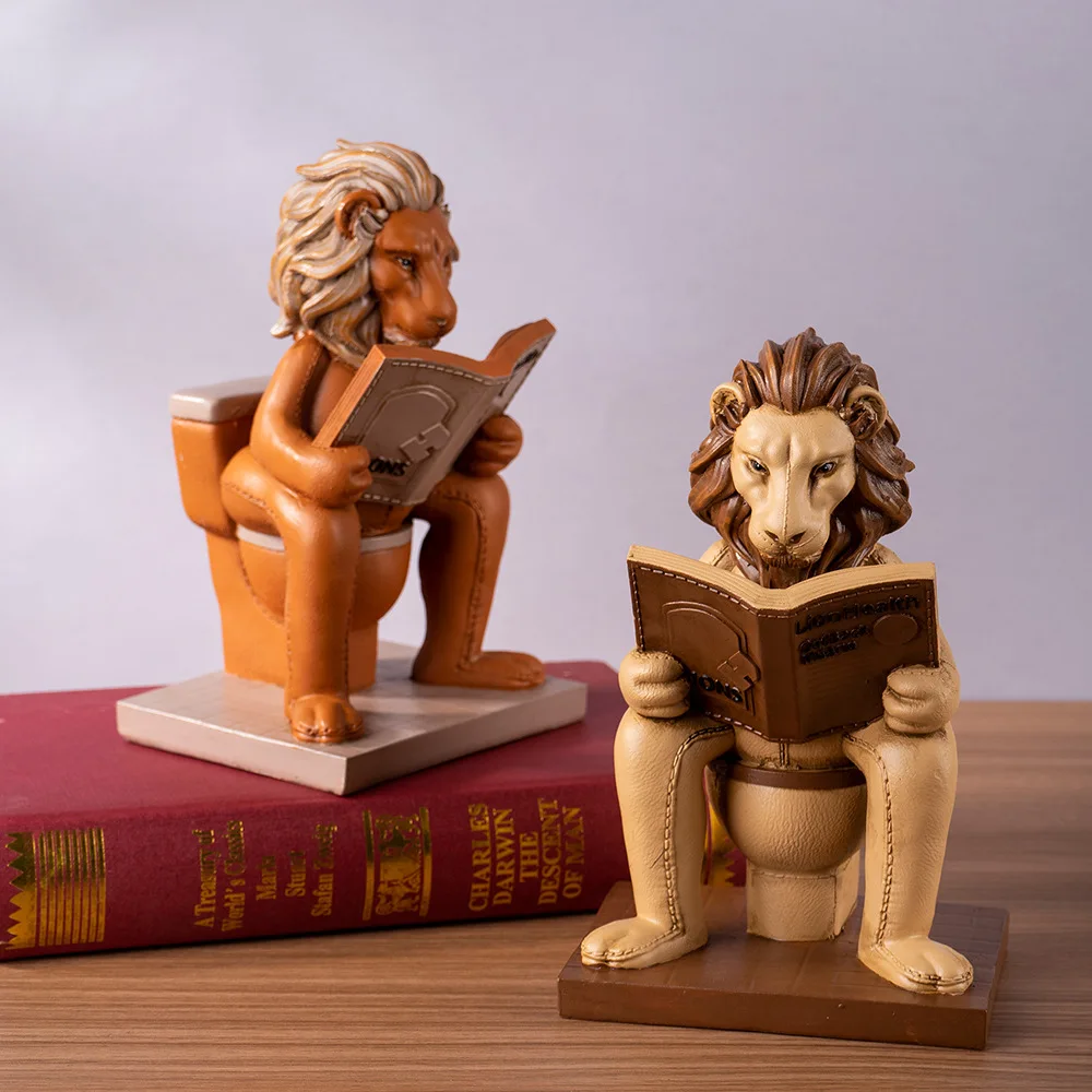 

New Lion Statue Animal Figurine Nordic Creative Home Decor Resin Art Craft for Living Room Desktop Bookshelf Decor