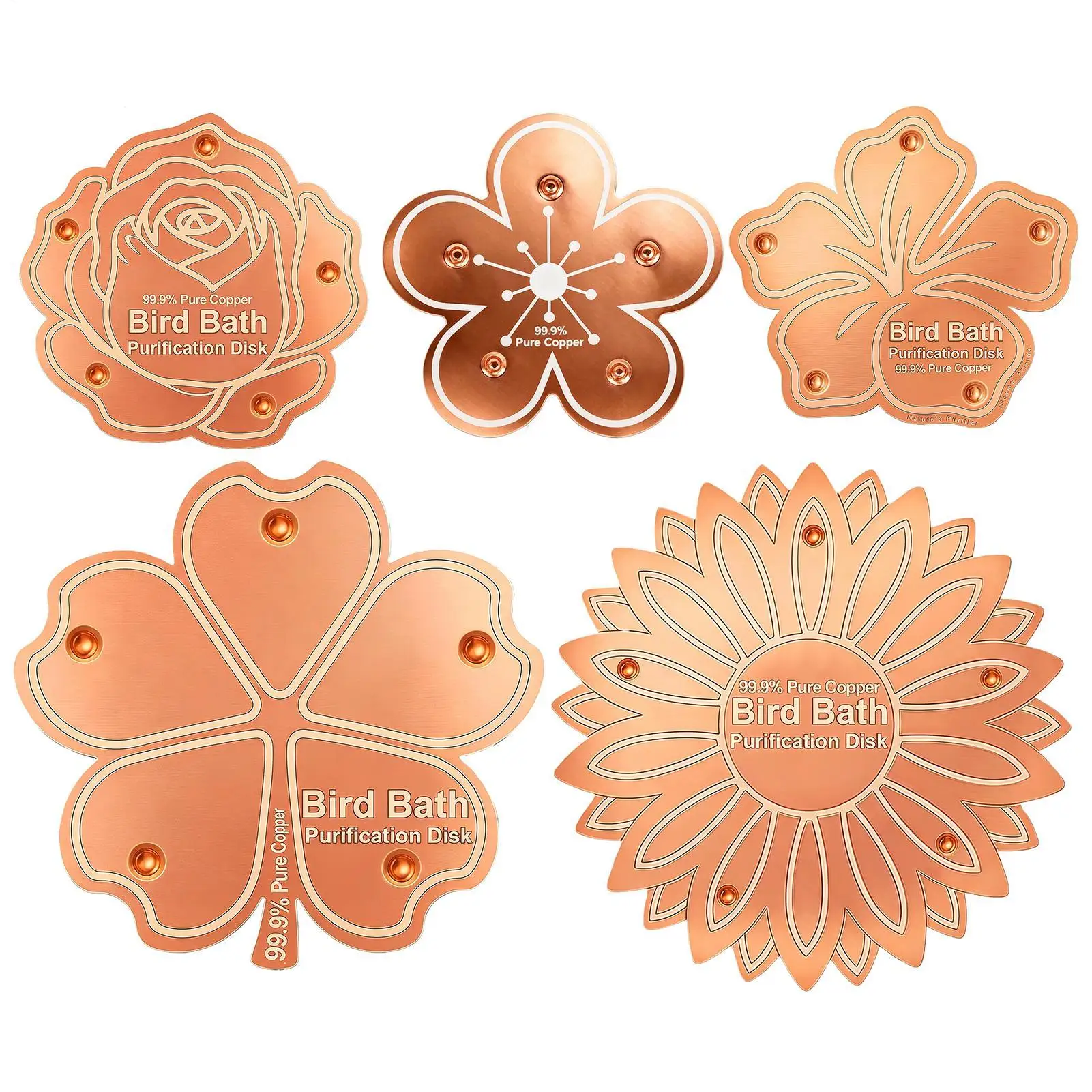 Bird Bath Water Purifier Copper Purification All-Season Physical Safe Copper Disk Bird Bath Insert for Homeowners Gardeners