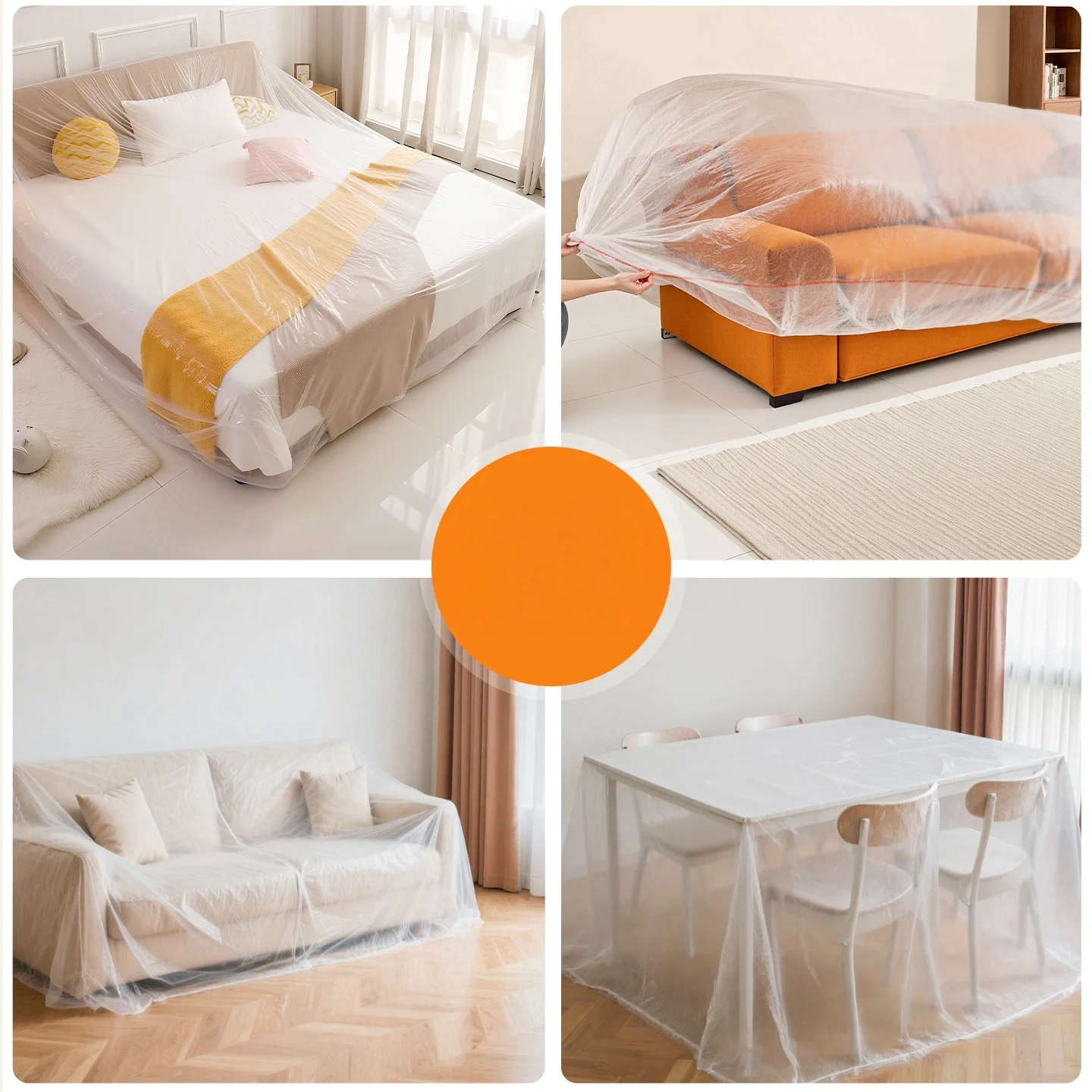 1/2pc Plastic Furniture Protection Masking Film Transparent Living Room Waterproof Dust Cover Disposable Multipurpose ﻿