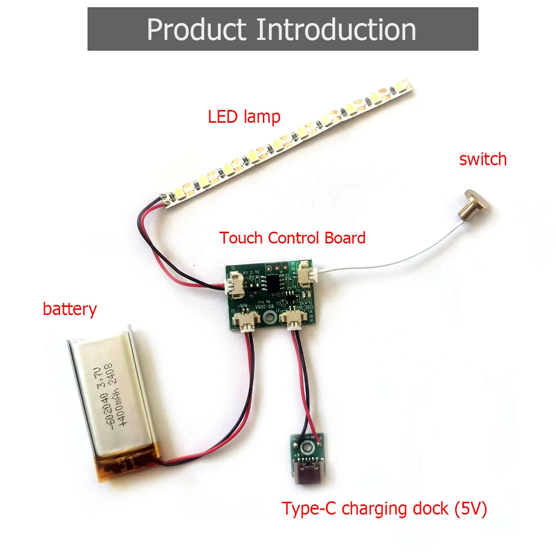 

Rechargeable LED Touch Switch Module PCB 5V 2A Low Voltage Single/Dual Color Light Board Contro