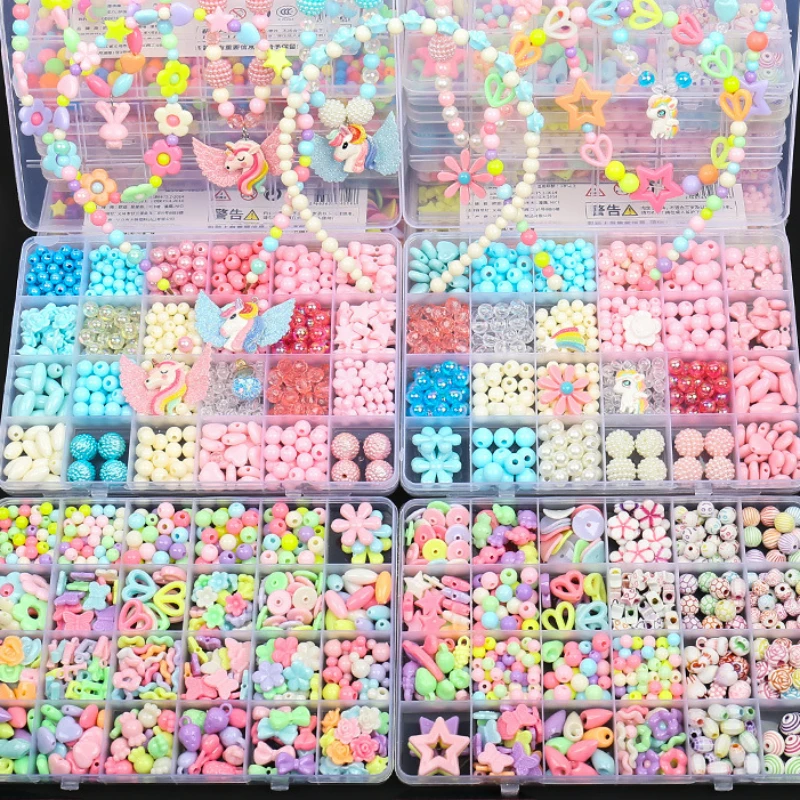 Ręcznie robione koraliki dla dzieci, koraliki do tworzenia biżuterii dla dziewczynek, zabawki edukacyjne, zestaw do samodzielnego tworzenia bransoletek, naszyjników i innej biżuterii.