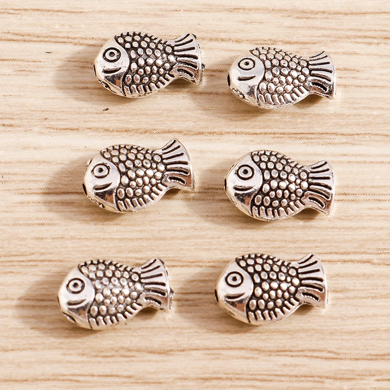 Tusember 40 Stück 7*10mm Metall Niedliche Kleine Fisch-Charms Perlen Anhänger für Schmuckherstellung Handgemachte Halsketten Ohrringe Armbänder DIY – Detail 1