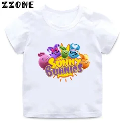 Hot Sale Sunny Bunnies Print Cartoon Kids T-Shirts Girls Clothes Baby Boys Short Sleeve T shirt Summer Children Tops,ooo5883
