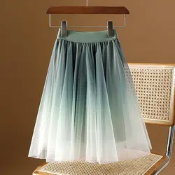 2024 Elegant Fashion Harajuku Slim Fit Female Clothes Loose Casual Sweat All Match A-line Skirt High Waist Gradient Short Skirt