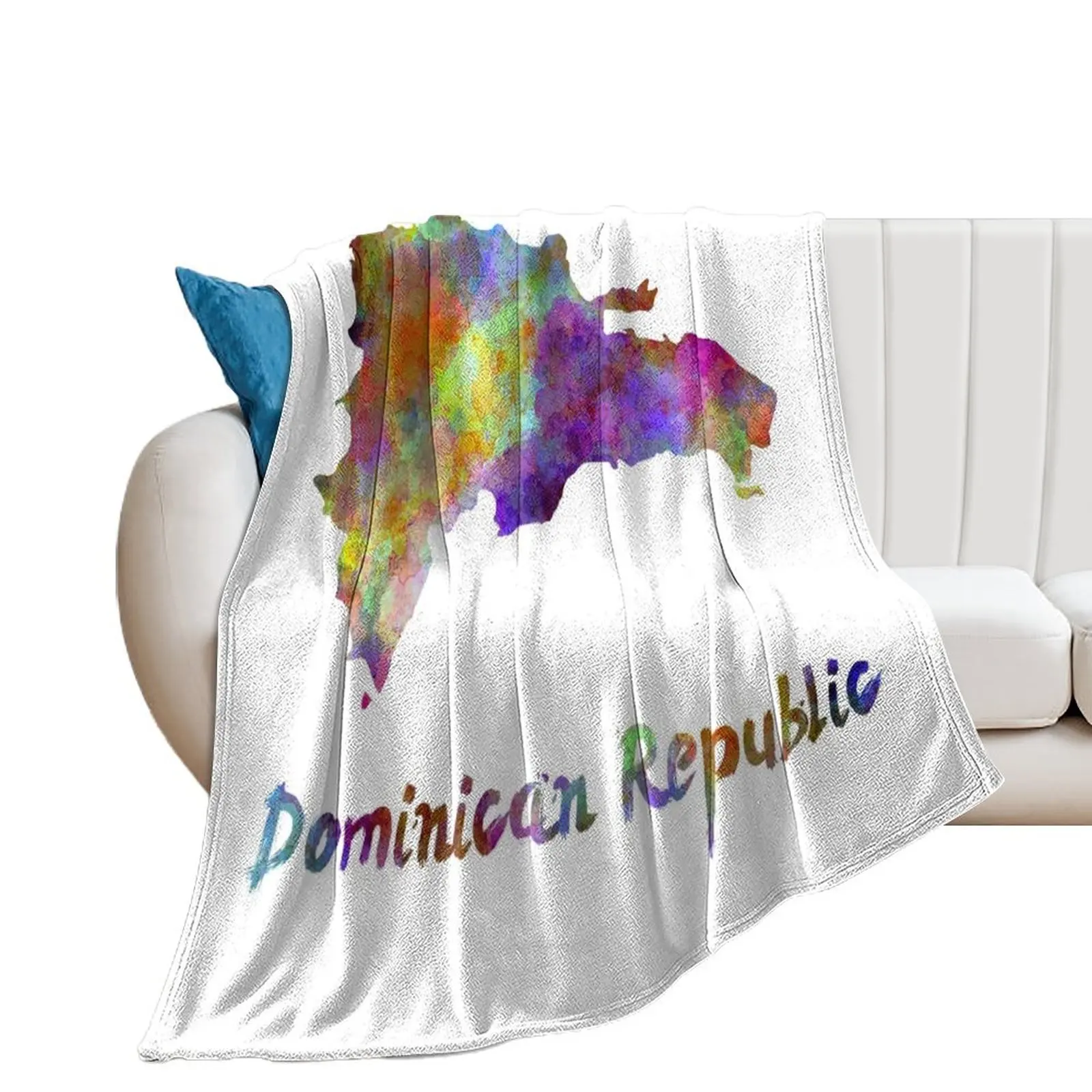 Dominican Republic map in watercolor Throw Blanket Soft Plaid for sofa Blankets