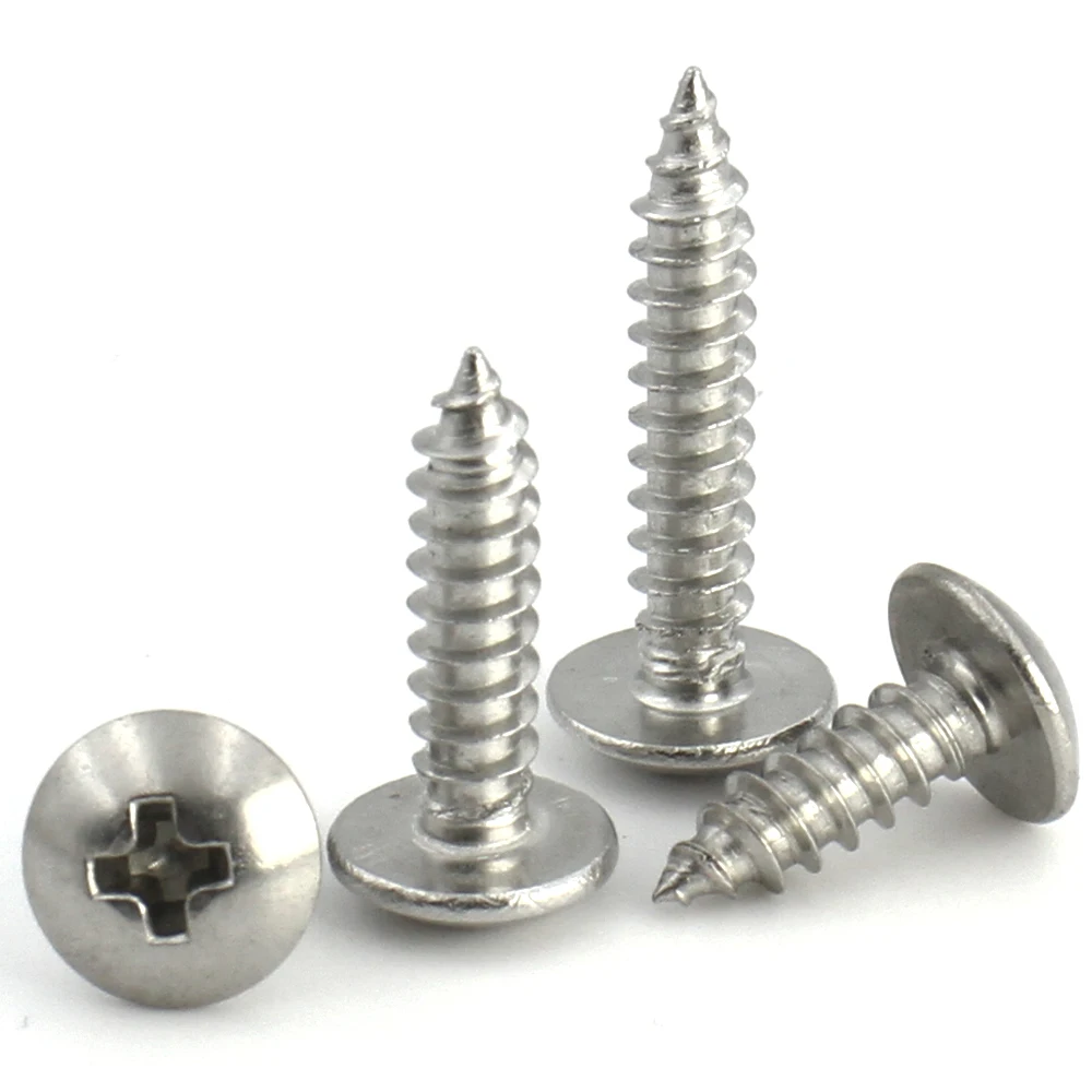 10/ 20/ 50pcs M3 M3.5 M4 M5 M6 CM Phillips Pan Head Wood Screw Cross Recessed Truss Head Self-tapping Screw 304 Stainless Steel