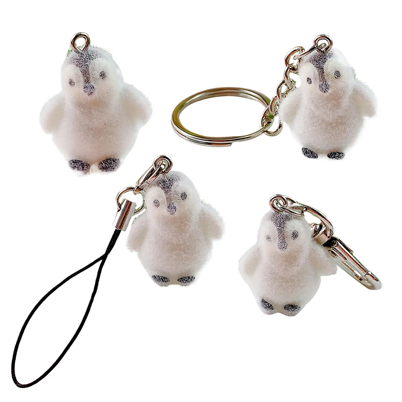 LLavero de pingüino de dibujos animados, llavero de perro flocado 3D, colgante de bolso, adorno, accesorios de decoración colgantes, regalos para parejas, 1 ud.