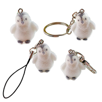 1PC Cute Cartoon Penguin Keychain 3D Flocking Dog Keyring Pendant Bag Ornament Key Hanging Decoration Accessories Couple Gifts