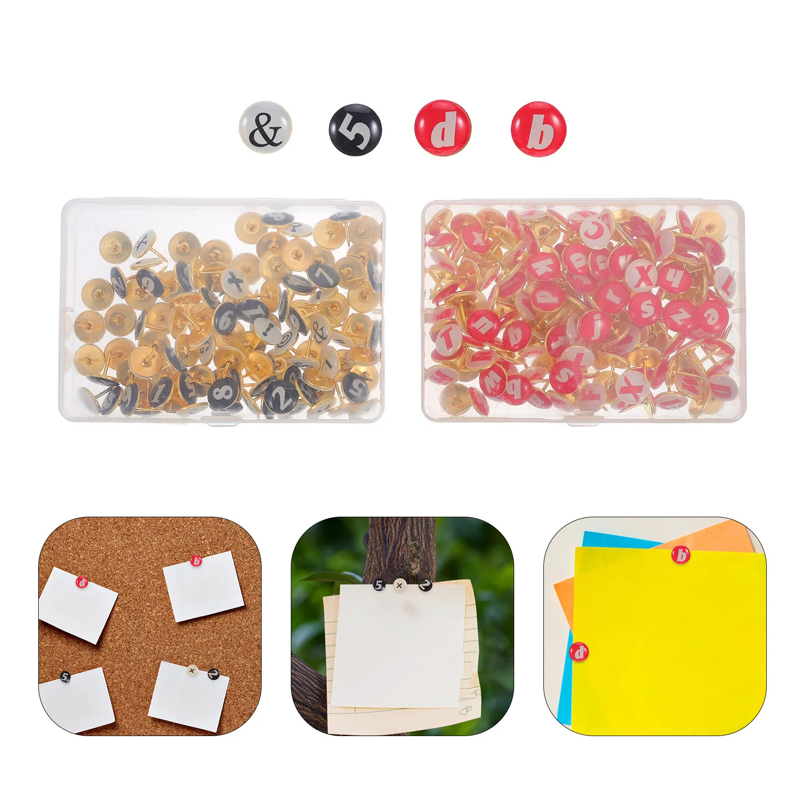 260Pcs Alphabet Thumb Tacks Number Push Pins Decorative Mathematical Symbols for Office Bulletin Cork Board Presentation Posters