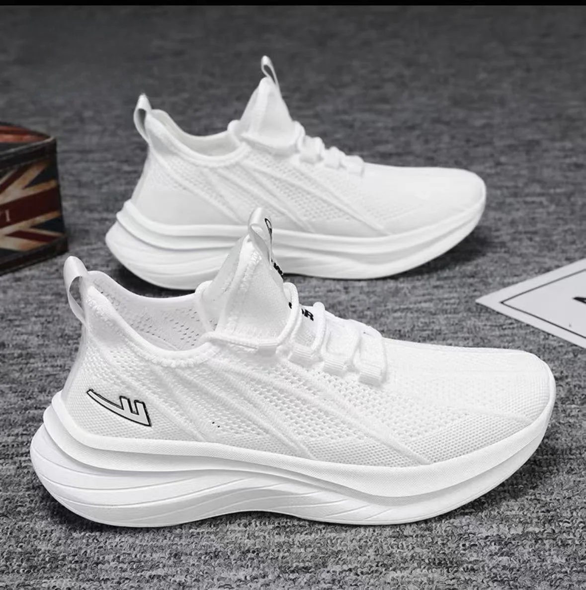 

White Running Shoes for Men Casual Breathable Mesh School Shoes Coconut Sport Sneakers Low Top round Toe Comfortable Summer