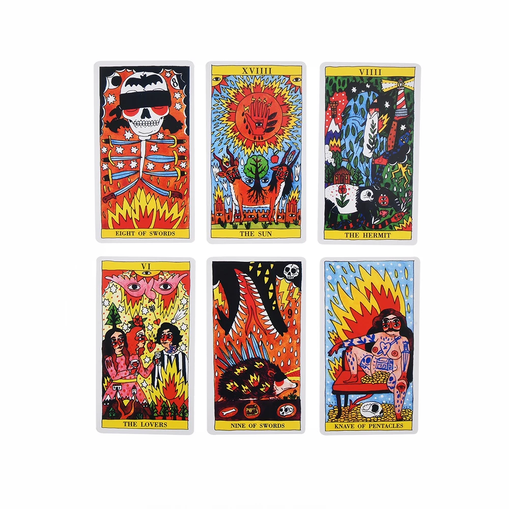 Fournier Tarot del Fuego por Ricardo Cavolo Baraja de Cartas Color Azul único  78 Card