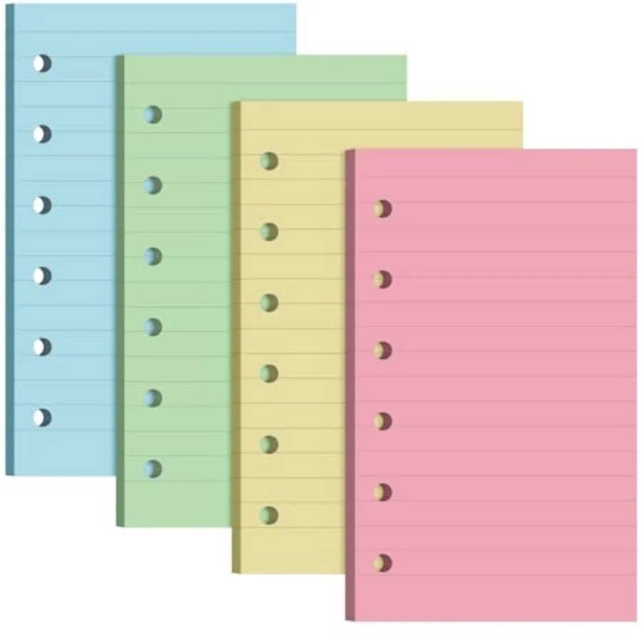 

6 Hole Mini Lined Paper Refill 200 Sheets Blank Planner Refills Loose Leaf Papers 3 x 5 Inch for Binders Planner Inserts Mini R