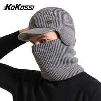 KoKossi 2Pcs Knitted Cap and Scarf Sets Ear Protection Solid-Color Beanies Hat Outdoor Windproof Versatile Scarves Mask Kit