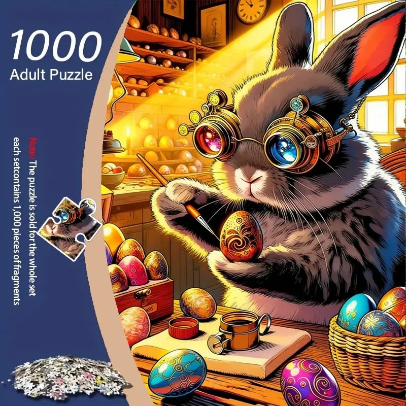 

Пасхальная головоломка с кроликом в стиле стимпанк, 1000 шт., с шестернями и зубцами — сложный картон «сделай сам» для s и семьи, снятие стресса, мозг,