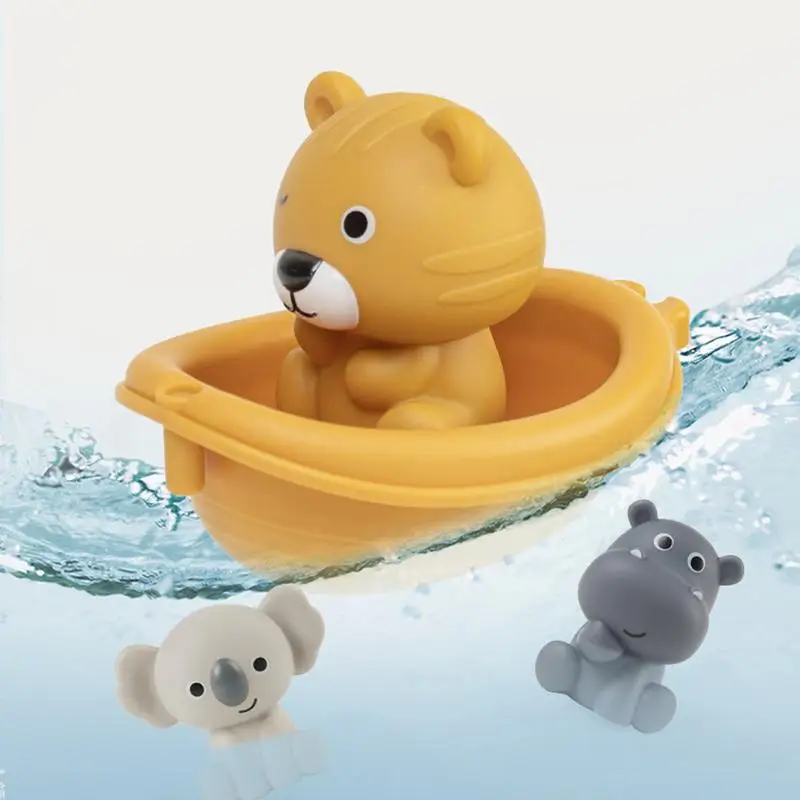 Stackable Bath Boats Toy 6X Stackable Floating Babies Pool Toys Shower Beach Bathtub Toys With Animal Bath Toys For Toddler