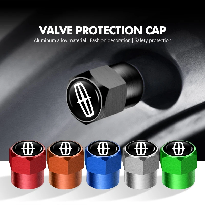 

4pcs Aluminum Dustproof Protection Cap Car Wheel Tire Valve For Lincoln Navigator MKZ MKX MKC MKT Continental Nautilus