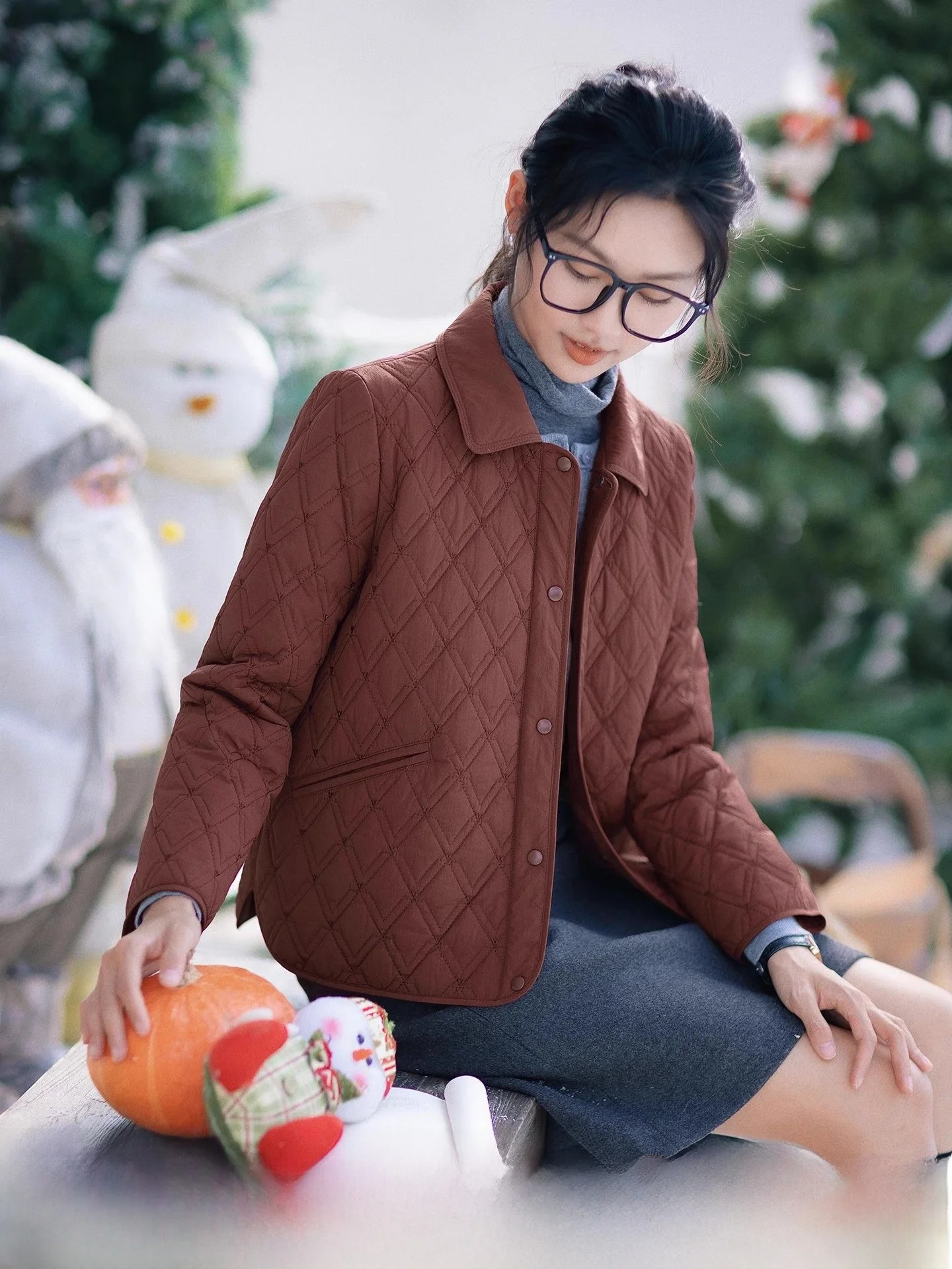 

Red Cotton Jaet Women's ort Loose Casual Winter New Sle Artistic Commute Sle round Ne Long Sve Pure Color Coat