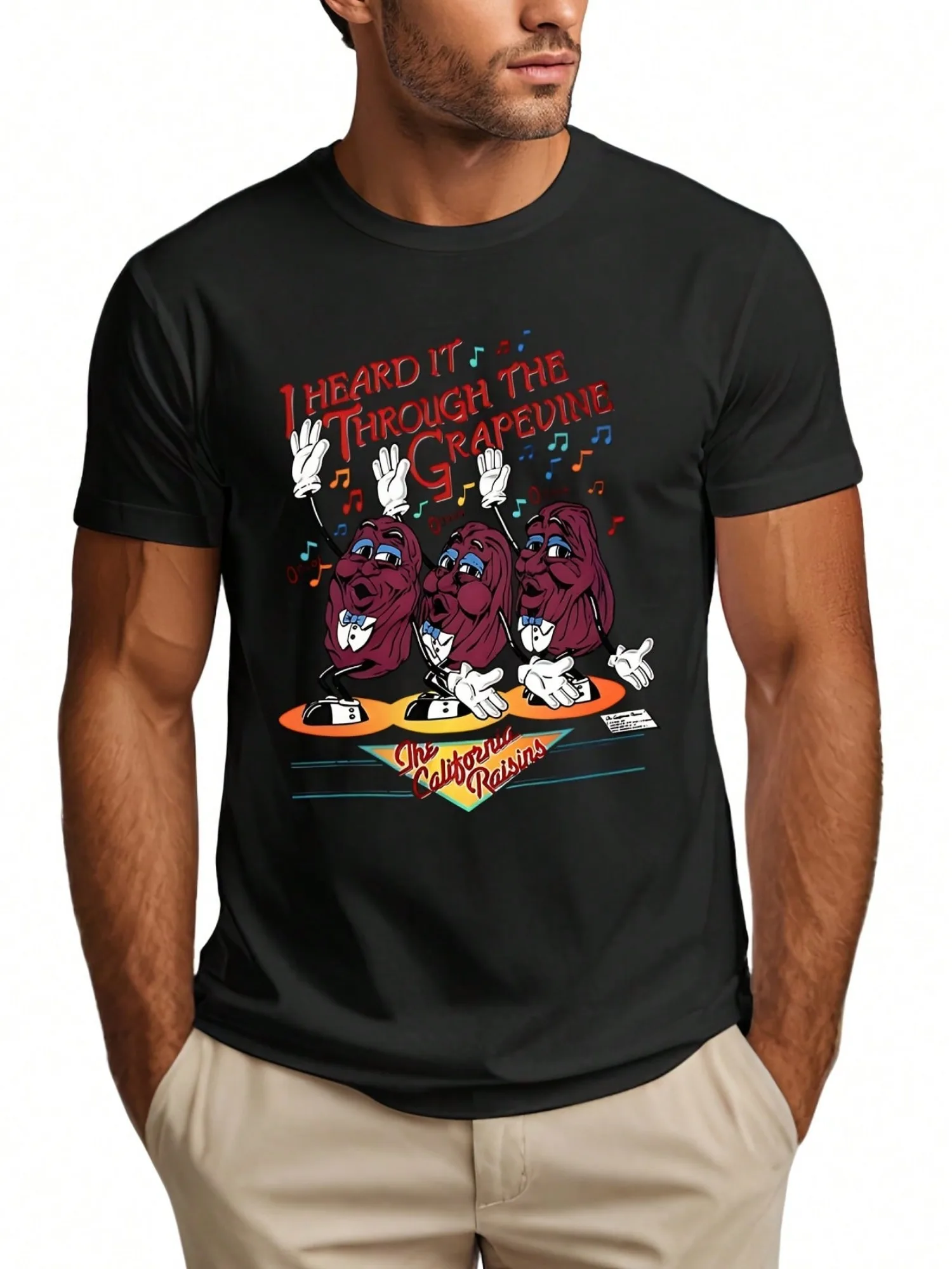 تي شيرت The California Raisins Band 334520 مضحك بأكمام قصيرة جرافيك تي شيرت مجموعة أسود PR #4