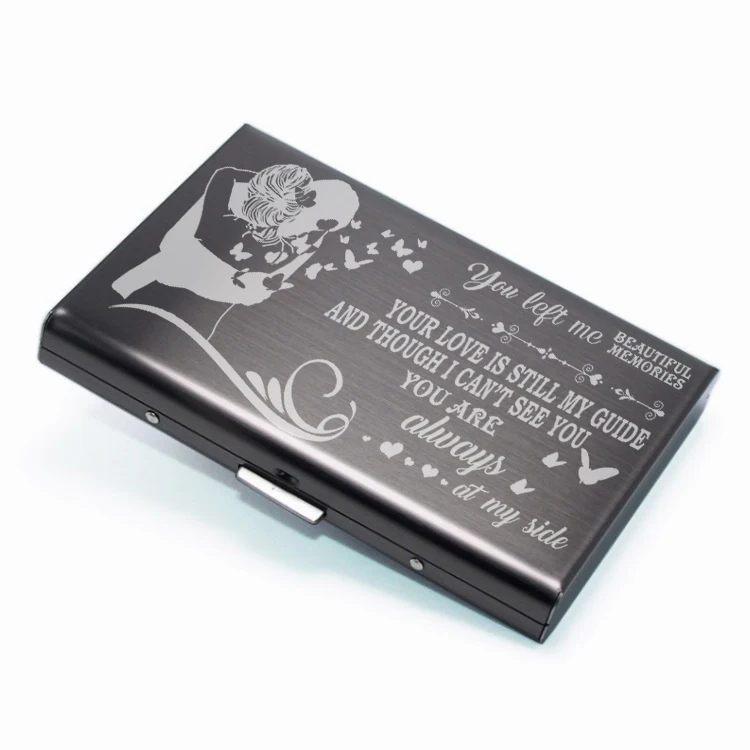 1pc Engraved Personalized Business Credit Card Case Custom LOGO Metal ID Card holder Box Stainless Steel Aluminum Clip Gift