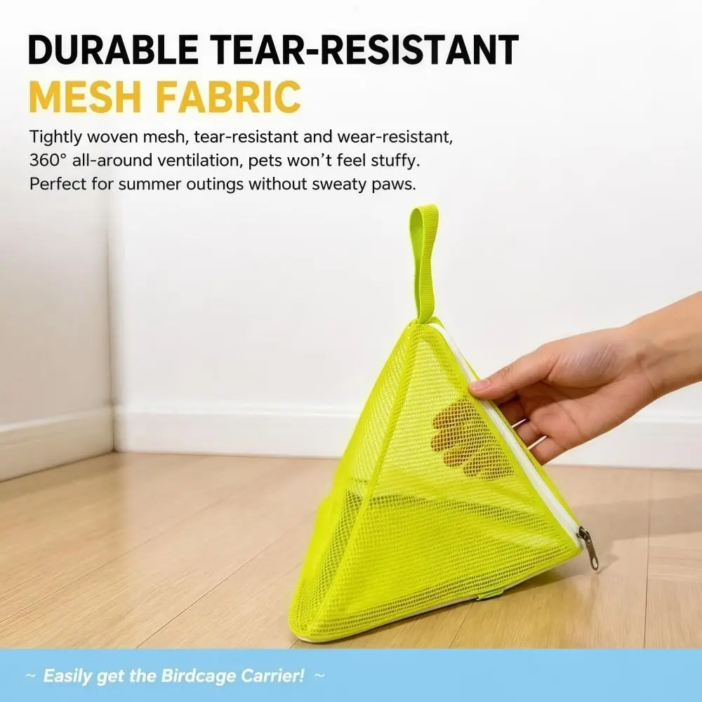 Safe Mesh Bird Outdoor Carrier Triangular Lightweight Parrot Carry Bag Breathable Durable Bird Going Out Pouch Pet Birds